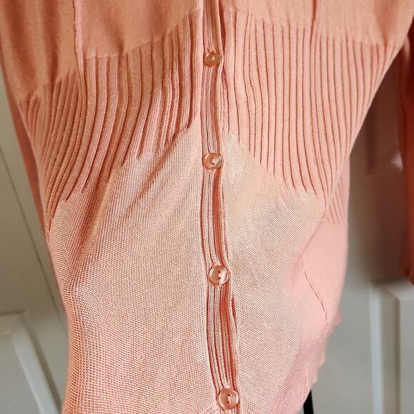 Jones New York Womens Salmon Colored Sweater Size 2X Lightweight Button Front - Picture 6 of 10